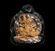 Handpainted Vaisravana Tsa Tsa, Tibetan Wealth King Clay Amulet, Mineral Pigment Gau Box Pendant, Miniature Thangka Gift