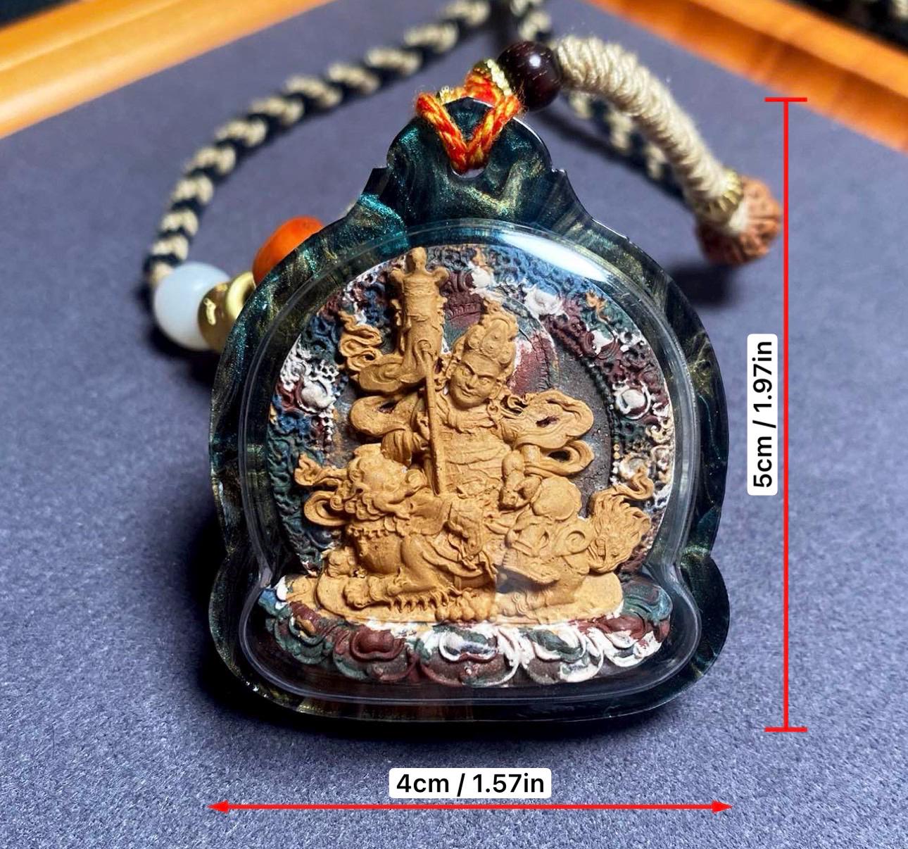 Handpainted Vaisravana Tsa Tsa, Tibetan Wealth King Clay Amulet, Mineral Pigment Gau Box Pendant, Miniature Thangka Gift