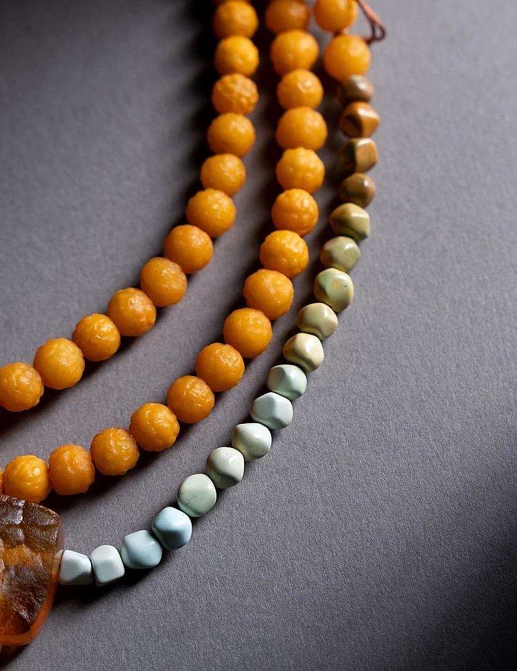 EverestArtStudiosRARE FIND One-of-a-Kind Natural Amber Mala Necklace | 108 Buddhist Prayer Beads with Turquoise, Lapis Lazuli & Gemstone Acc