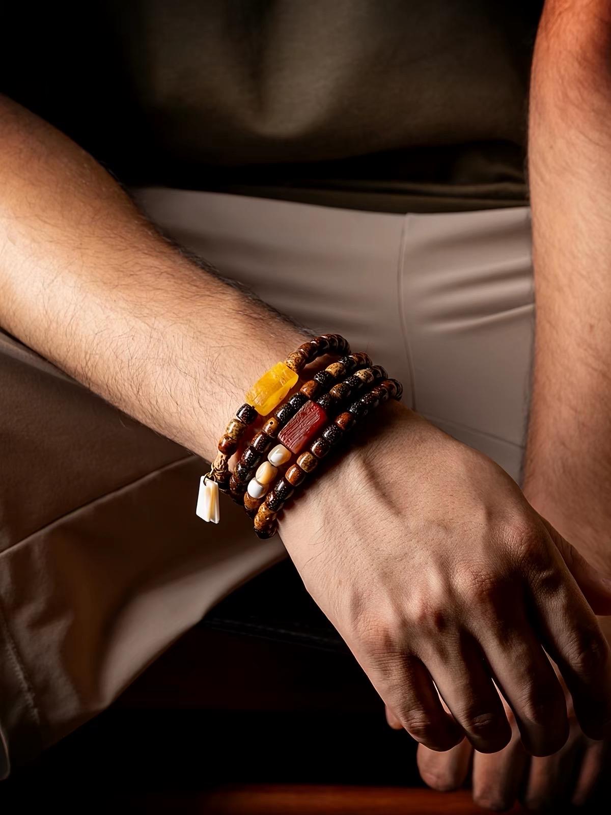 EverestArtStudios Vintage Star & Moon Bodhi Seed Mala Bracelet – 108 Beads | Tibetan Style Meditation Bracelet | Natural Bodhi Root