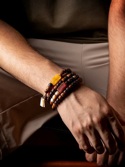 EverestArtStudios Vintage Star & Moon Bodhi Seed Mala Bracelet – 108 Beads | Tibetan Style Meditation Bracelet | Natural Bodhi Root
