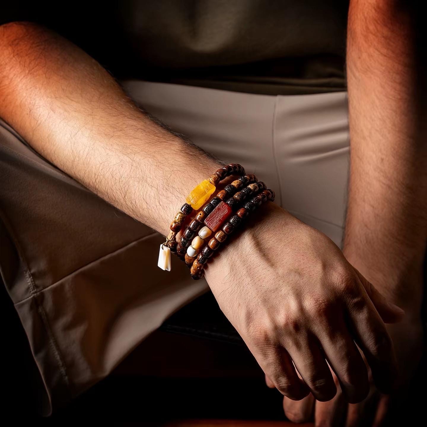 EverestArtStudios Vintage Star & Moon Bodhi Seed Mala Bracelet – 108 Beads | Tibetan Style Meditation Bracelet | Natural Bodhi Root