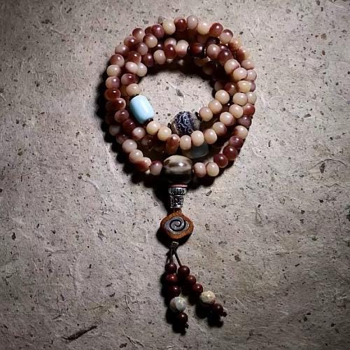 EverestArtStudios Reclaimed Tibetan Natural Camel Bone 108 Mala Beads Handmade Prayer Bracelet Meditation Necklace