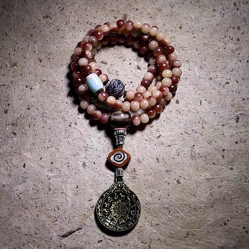 EverestArtStudios Reclaimed Tibetan Natural Camel Bone 108 Mala Beads Handmade Prayer Bracelet Meditation Necklace