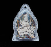 Handpainted Vajrasattva Tsa Tsa, Tibetan Purification Clay Amulet, Mineral Pigment Gau Box Pendant, Miniature Thangka Gift