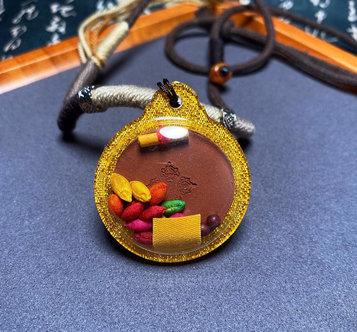 Handpainted Six Armed Mahakala Tsa Tsa, Tibetan Buddhist Protector Amulet, Color Block Medicine Clay Gau Box Pendant, Miniature Thangka Gift