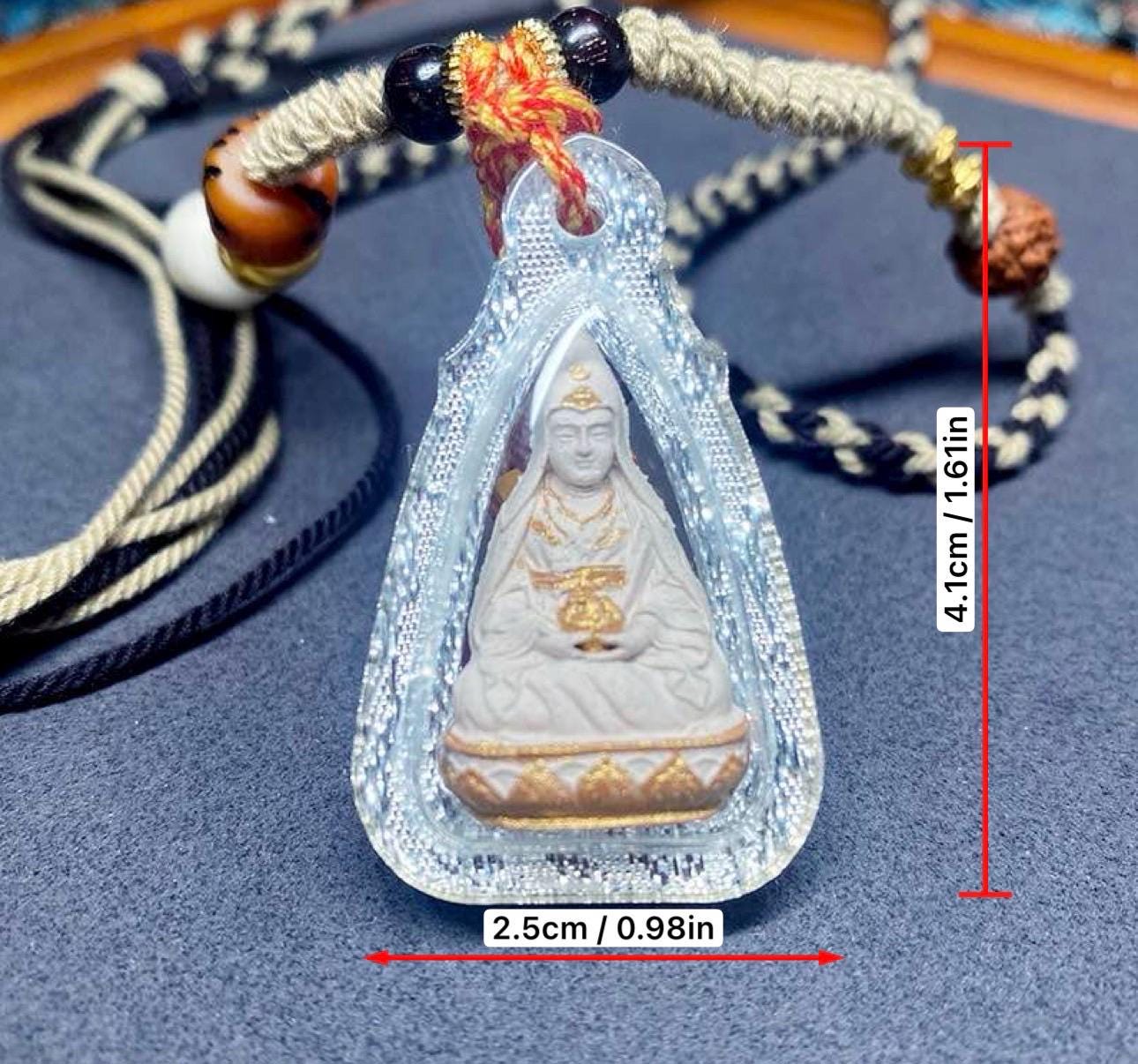 Handpainted Guru Rinpoche Tsa Tsa, Tibetan Padmasambhava Clay Amulet, Incense Ash Gau Box Pendant, Miniature Thangka Gift