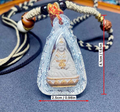 Handpainted Guru Rinpoche Tsa Tsa, Tibetan Padmasambhava Clay Amulet, Incense Ash Gau Box Pendant, Miniature Thangka Gift