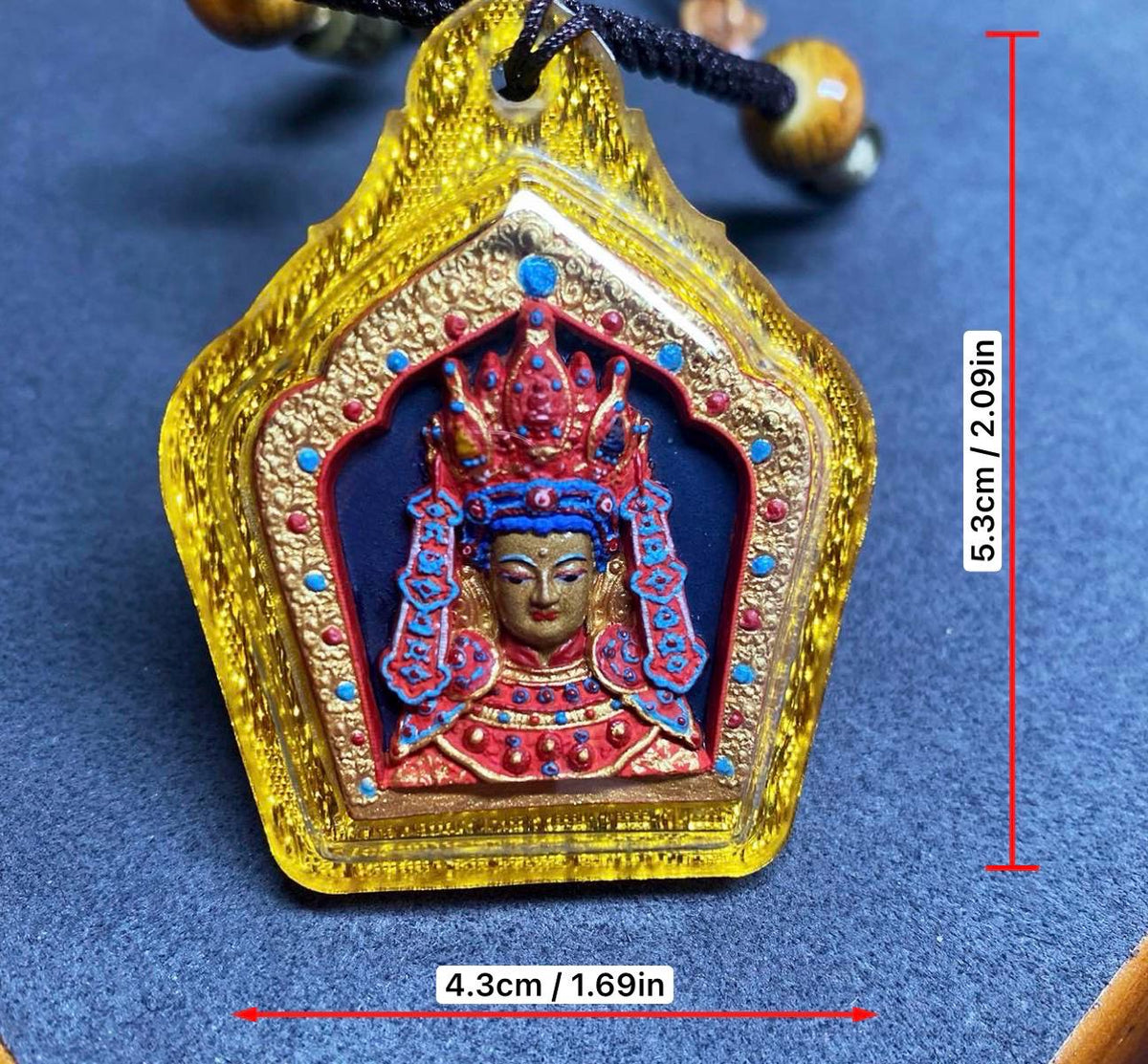 Handpainted Jowo Rinpoche Tsa Tsa, Tibetan Buddha Sacred Medicine Clay Amulet, Mineral Pigment Gau Box Pendant, Miniature Thangka Gift