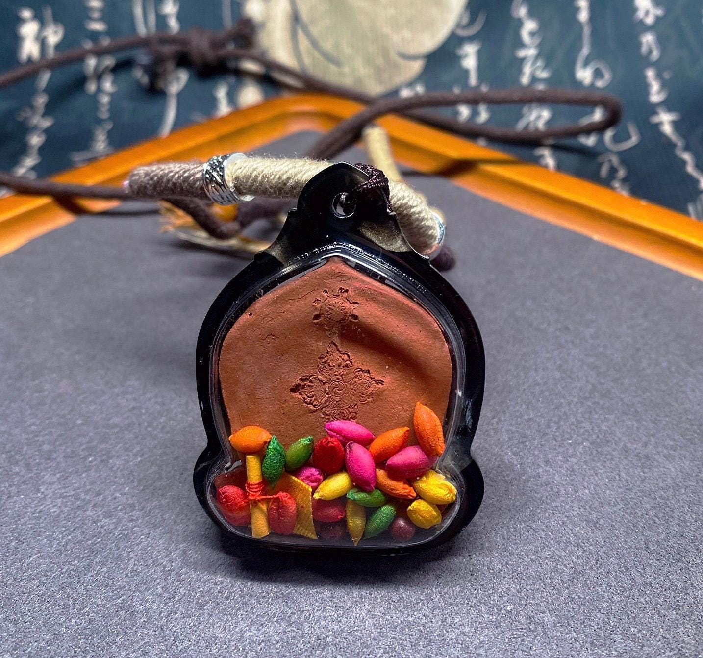 Handpainted Hayagriva Tsa Tsa, Tibetan Wrathful Deity Clay Amulet, Mineral Pigment Gau Box Pendant, Miniature Thangka Gift