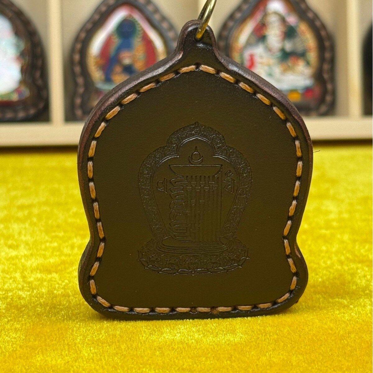 3D Painted Yamantaka Tsa Tsa, Tibetan Wrathful Deity Amulet, Leather Gau Box Shrine Pendant, Handmade Buddhist Talisman Gift