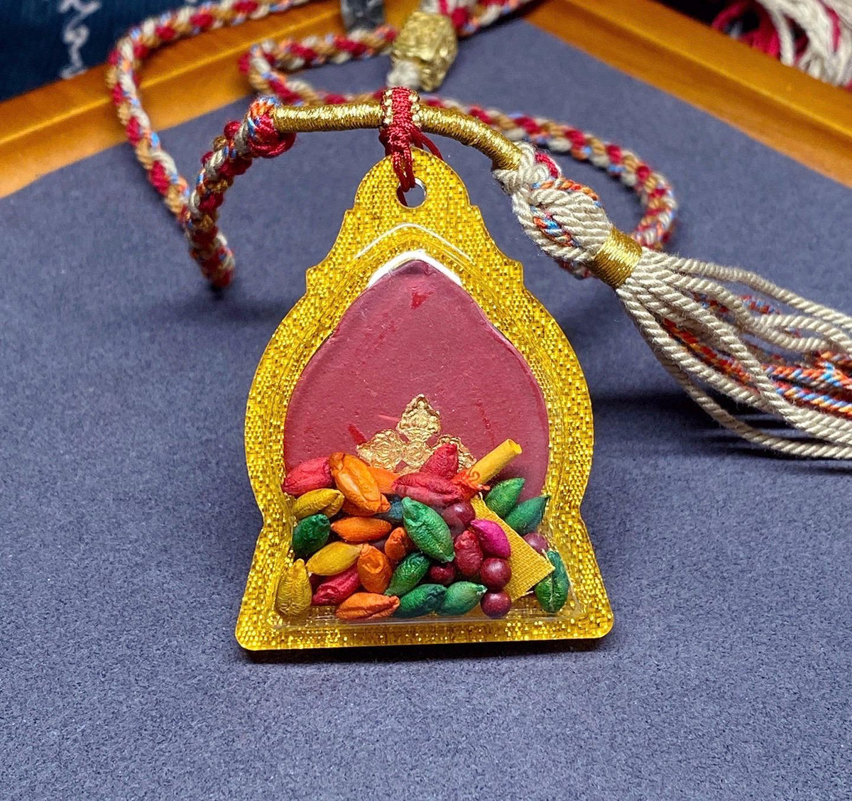 Handpainted Ksitigarbha Tsa Tsa, Tibetan Bodhisattva Sacred Medicine Clay Amulet, Mineral Pigment Gau Box Pendant, Miniature Thangka Gift