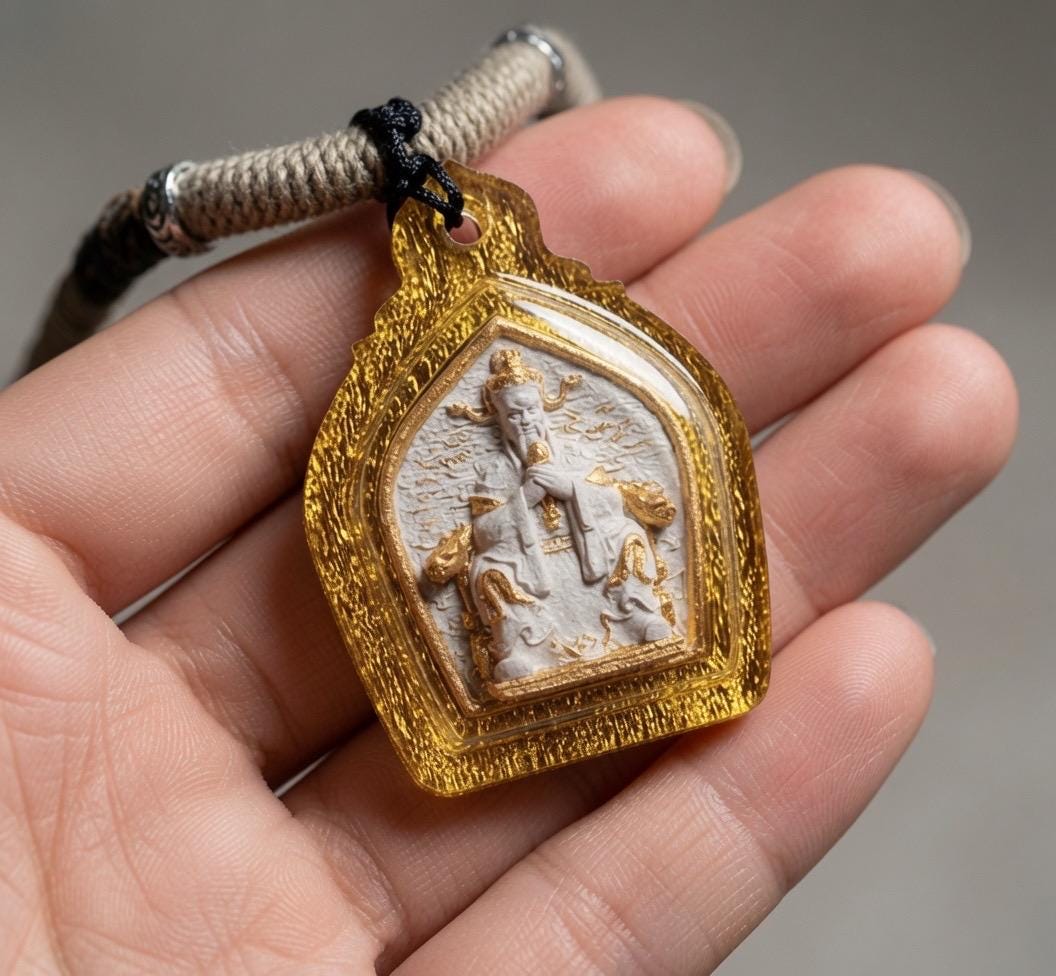 Handpainted Dragon Fifth Lord Tsa Tsa, Tibetan Wealth Dragon King Amulet, Mineral Pigment Gau Box Pendant, Miniature Thangka Gift