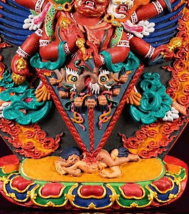 Handcrafted Black Hayagriva Phurba 3D Tibetan Thangka | Wrathful Buddhist Shrine Ornament | Sacred Altar Decor