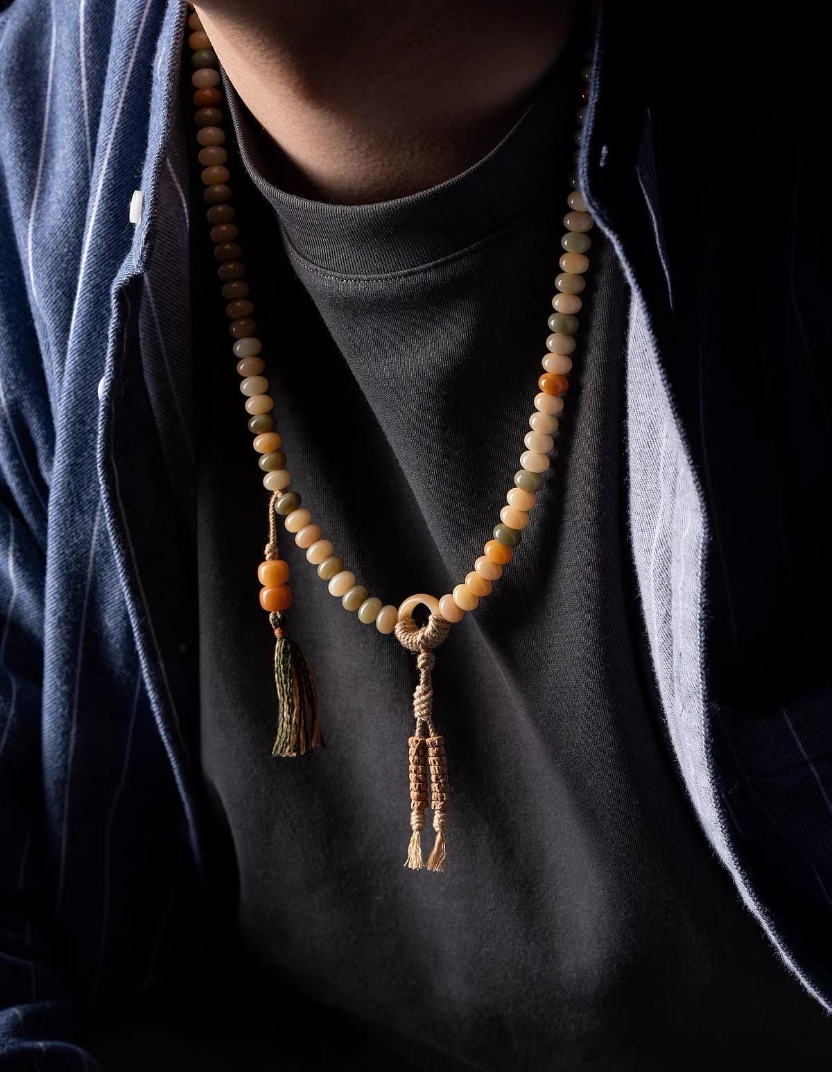 EverestArtStudios – Natural White Bodhi Root 108 Mala Beads | Tibetan Buddhist Prayer Necklace | Handcrafted Spiritual Mala