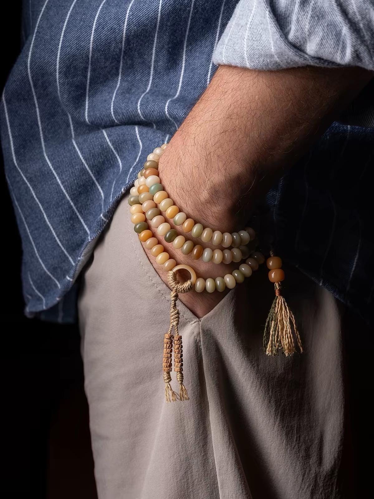 EverestArtStudios – Natural White Bodhi Root 108 Mala Beads | Tibetan Buddhist Prayer Necklace | Handcrafted Spiritual Mala