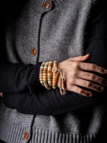EverestArtStudios – Natural White Bodhi Root 108 Mala Beads | Tibetan Buddhist Prayer Necklace | Handcrafted Spiritual Mala