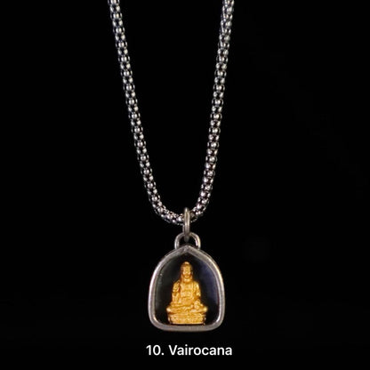 Handmade 925 Silver 24k Gold Gau Box Pendant, Vintage 8 Guardian Buddhas Amulet, Sacred Tibetan Protection Locket Jewelry Gift