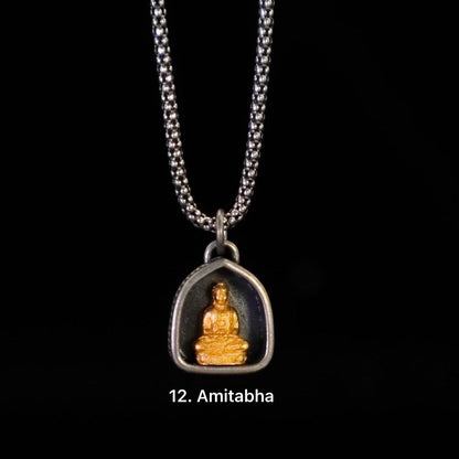 Handmade 925 Silver 24k Gold Gau Box Pendant, Vintage 8 Guardian Buddhas Amulet, Sacred Tibetan Protection Locket Jewelry Gift