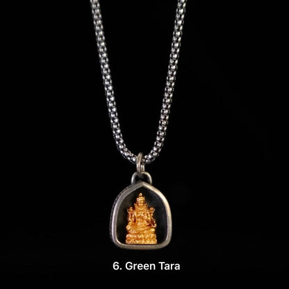 Handmade 925 Silver 24k Gold Gau Box Pendant, Vintage 8 Guardian Buddhas Amulet, Sacred Tibetan Protection Locket Jewelry Gift