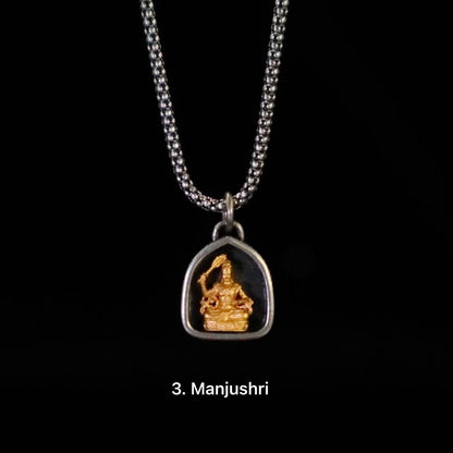 Handmade 925 Silver 24k Gold Gau Box Pendant, Vintage 8 Guardian Buddhas Amulet, Sacred Tibetan Protection Locket Jewelry Gift
