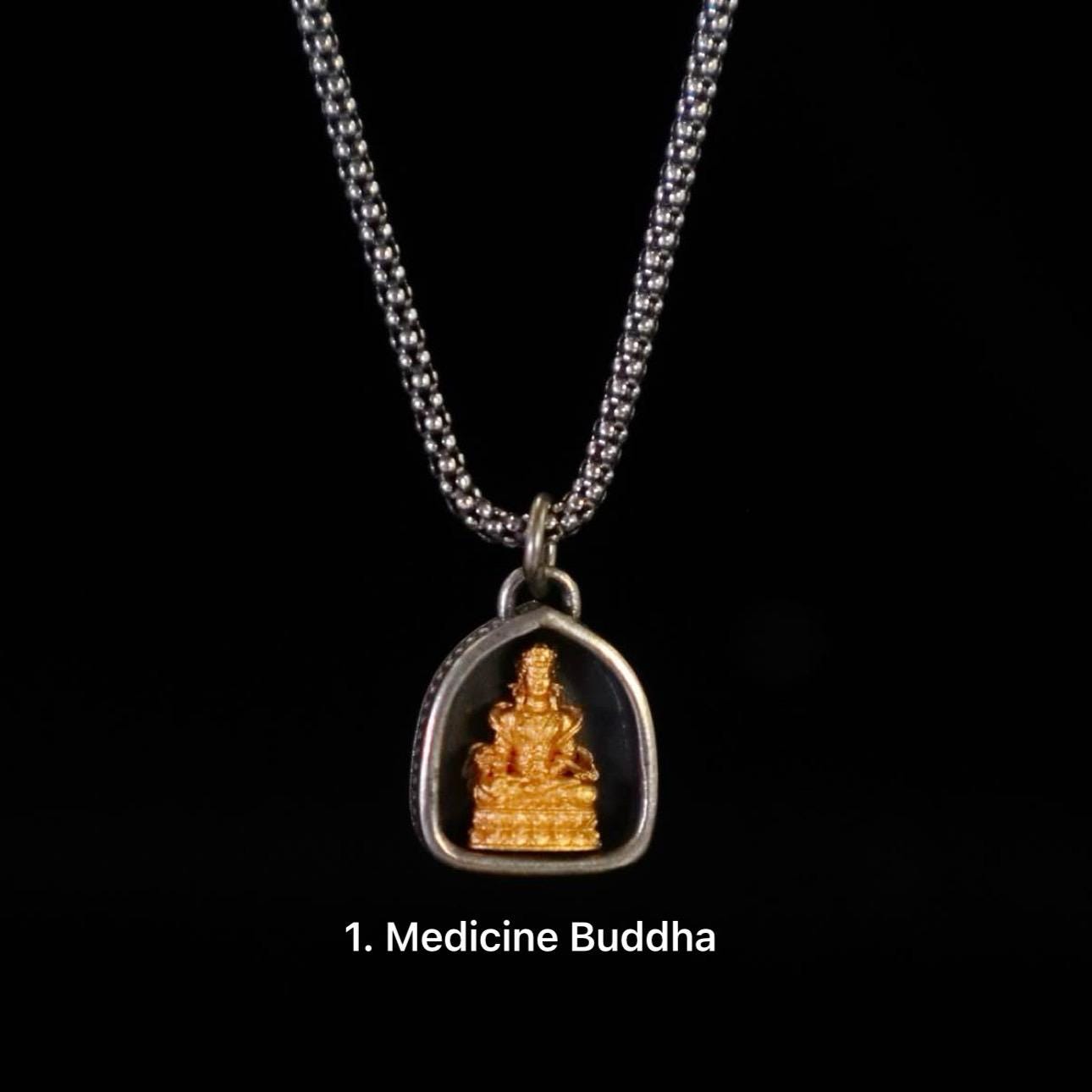 Handmade 925 Silver 24k Gold Gau Box Pendant, Vintage 8 Guardian Buddhas Amulet, Sacred Tibetan Protection Locket Jewelry Gift