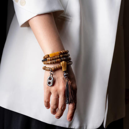 EverestArtStudios Vintage Tibetan Yak Bone Gaga Mala | 108 Bead Prayer Necklace | 8mm Handmade Buddhist Meditation Rosary