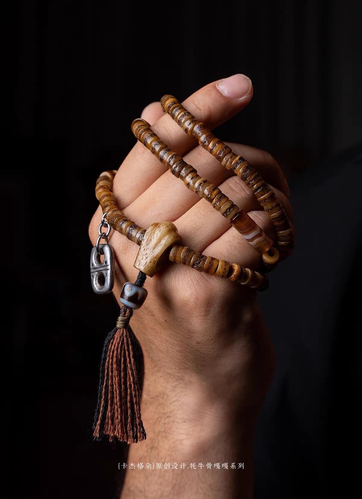 EverestArtStudios Vintage Tibetan Yak Bone Gaga Mala | 108 Bead Prayer Necklace | 8mm Handmade Buddhist Meditation Rosary
