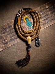 EverestArtStudios Vintage Tibetan Yak Bone Gaga Mala | 108 Bead Prayer Necklace | 8mm Handmade Buddhist Meditation Rosary
