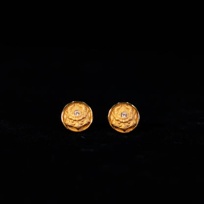 Handmade 925 Silver Gold Buddha Hand Earrings, Dainty Tibetan Mudra Studs, Hypoallergenic Asian Ethnic Jewelry, Gift for Her