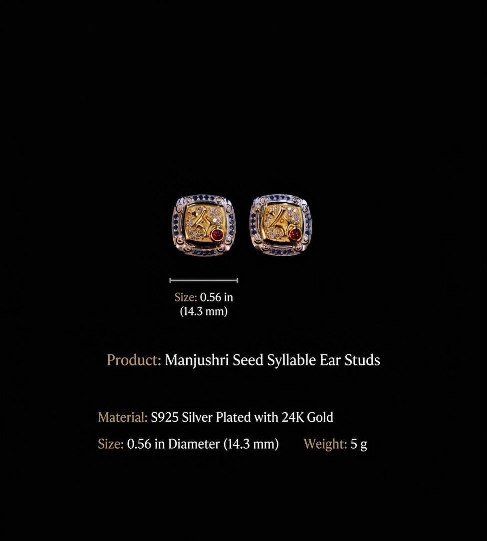 Handmade 925 Silver Gold Buddha Hand Earrings, Dainty Tibetan Mudra Studs, Hypoallergenic Asian Ethnic Jewelry, Gift for Her