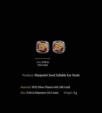 Handmade 925 Silver Gold Buddha Hand Earrings, Dainty Tibetan Mudra Studs, Hypoallergenic Asian Ethnic Jewelry, Gift for Her