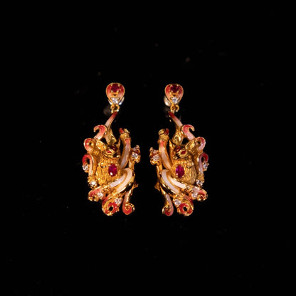 Handmade 925 Silver Gold Buddha Hand Earrings, Dainty Tibetan Mudra Studs, Hypoallergenic Asian Ethnic Jewelry, Gift for Her