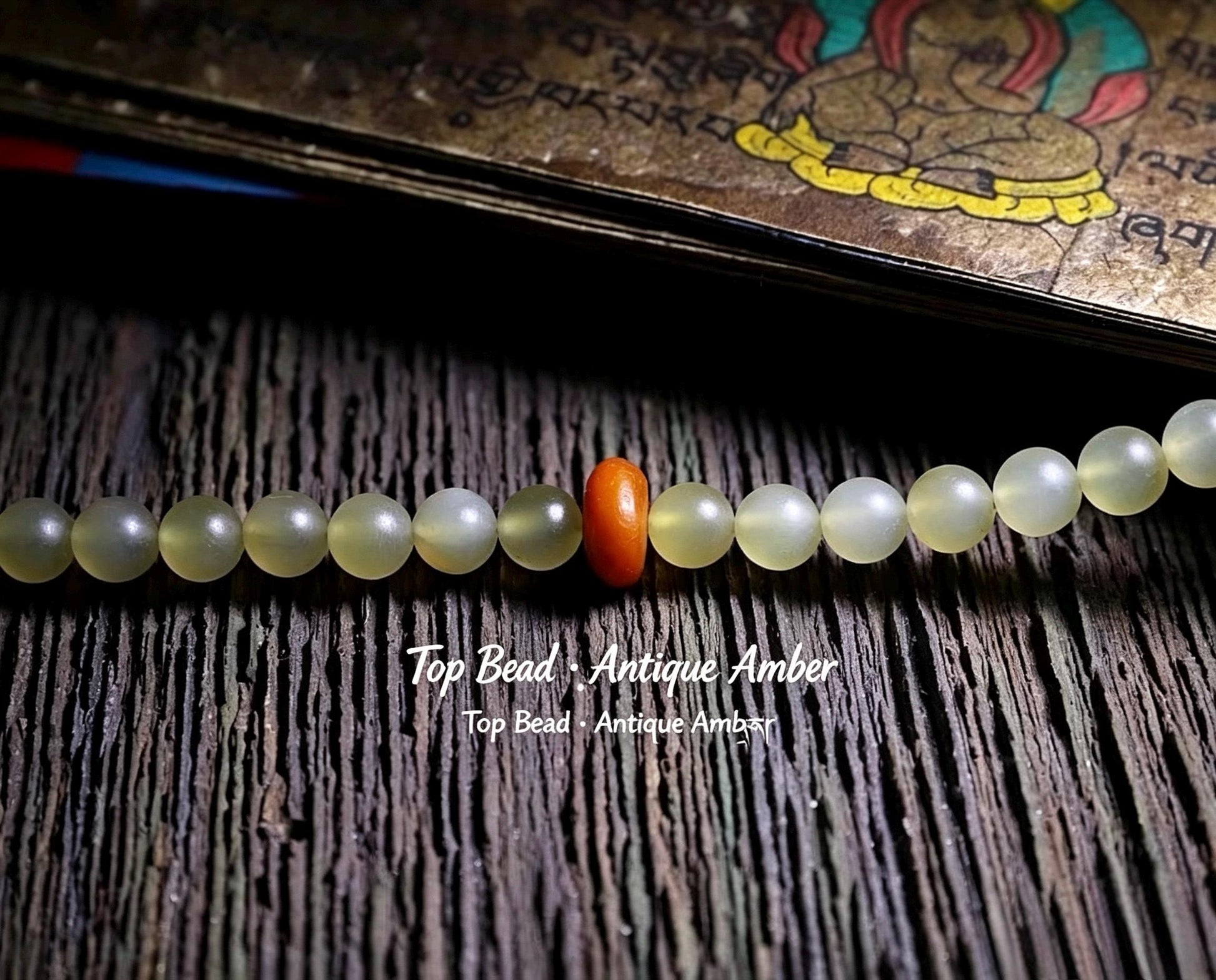 EverestArtStudios Natural Tibetan Sheep Horn Mala 108 Beads, Buddhist Prayer Beads, Handmade Meditation Mala, Tibetan Rosary, Spiritual Gift