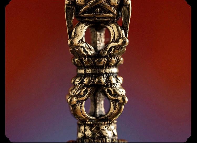 Nepalese Copper Three Faced Phurba Pendant, Handcrafted Ucchusma Kila Dagger Amulet, Sacred Tibetan Buddhist Protection Necklace Jewelry
