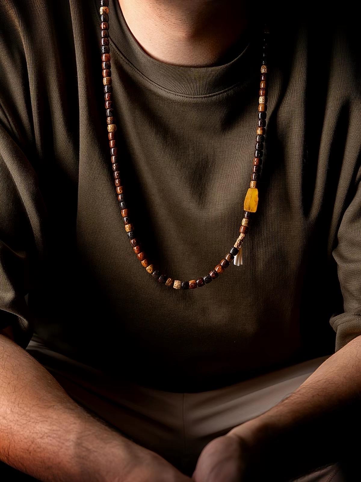 EverestArtStudios Vintage Star & Moon Bodhi Seed Mala Bracelet – 108 Beads | Tibetan Style Meditation Bracelet | Natural Bodhi Root