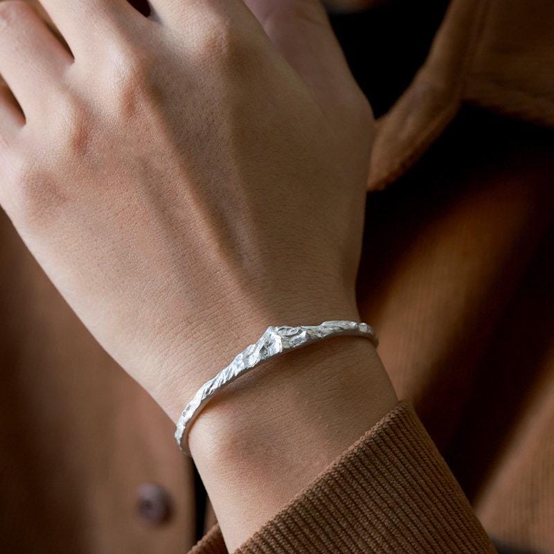 Original 999 Fine Silver Cuff Bracelet, Handmade Slim Open Bangle for Women Men, Minimalist Fine Silver Jewelry, Unisex Gift for Her Him