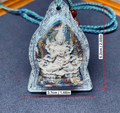 Handpainted Vajrasattva Tsa Tsa, Tibetan Purification Clay Amulet, Mineral Pigment Gau Box Pendant, Miniature Thangka Gift