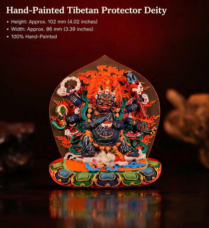 Six-Armed Mahākāla Statue – Hand-Painted Tibetan Buddhist Protector – Handmade in Tibet – Home Altar Shrine Decor