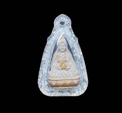 Handpainted Guru Rinpoche Tsa Tsa, Tibetan Padmasambhava Clay Amulet, Incense Ash Gau Box Pendant, Miniature Thangka Gift