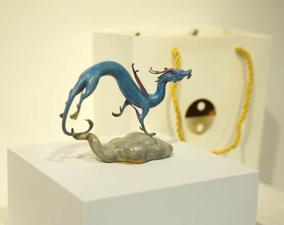 EverestArtStudios Roaming Chinese Dragon Sculpture Hand-Cast Oriental Art Decor