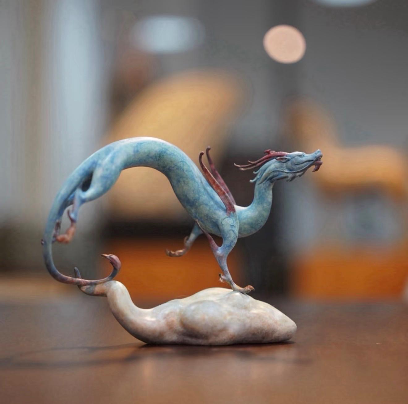 EverestArtStudios Roaming Chinese Dragon Sculpture Hand-Cast Oriental Art Decor