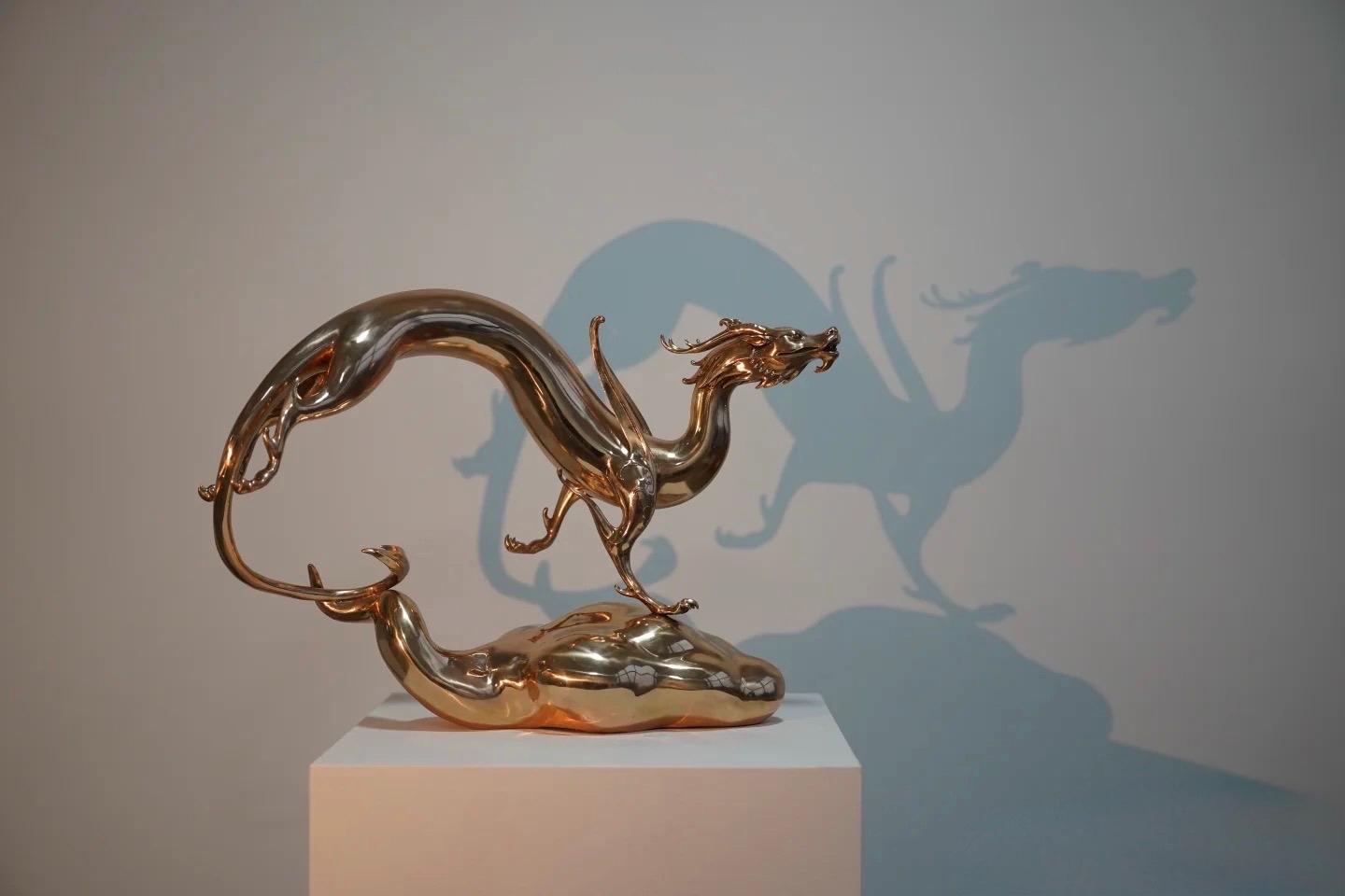 EverestArtStudios Roaming Chinese Dragon Sculpture Hand-Cast Oriental Art Decor