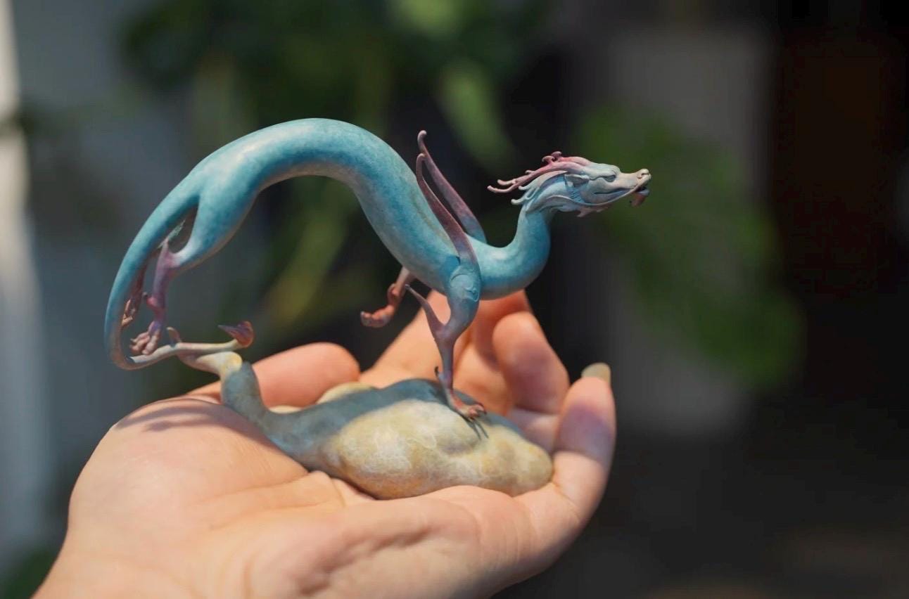 EverestArtStudios Roaming Chinese Dragon Sculpture Hand-Cast Oriental Art Decor