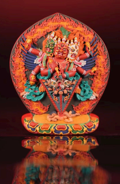 Handcrafted Black Hayagriva Phurba 3D Tibetan Thangka | Wrathful Buddhist Shrine Ornament | Sacred Altar Decor