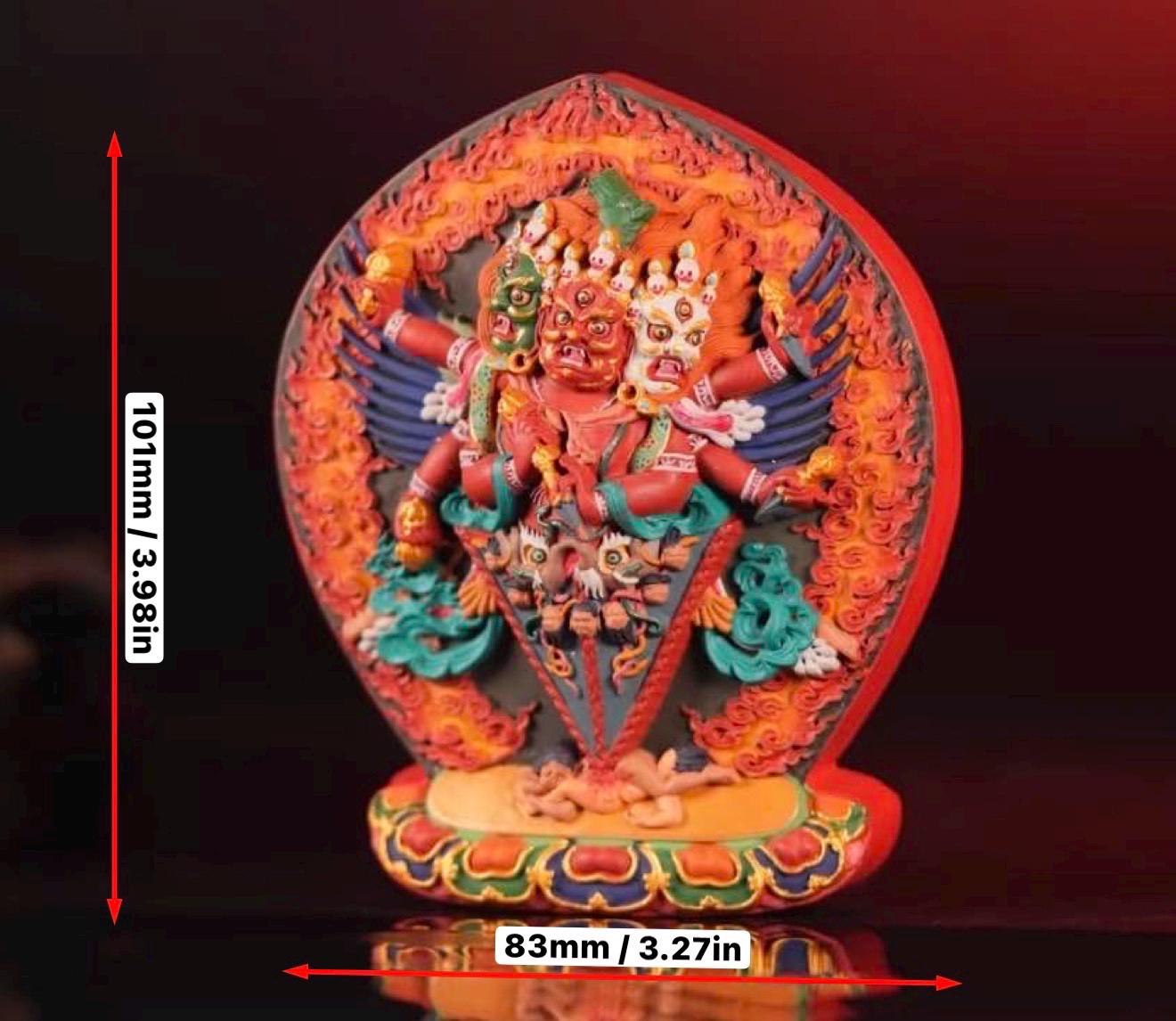 Handcrafted Black Hayagriva Phurba 3D Tibetan Thangka | Wrathful Buddhist Shrine Ornament | Sacred Altar Decor