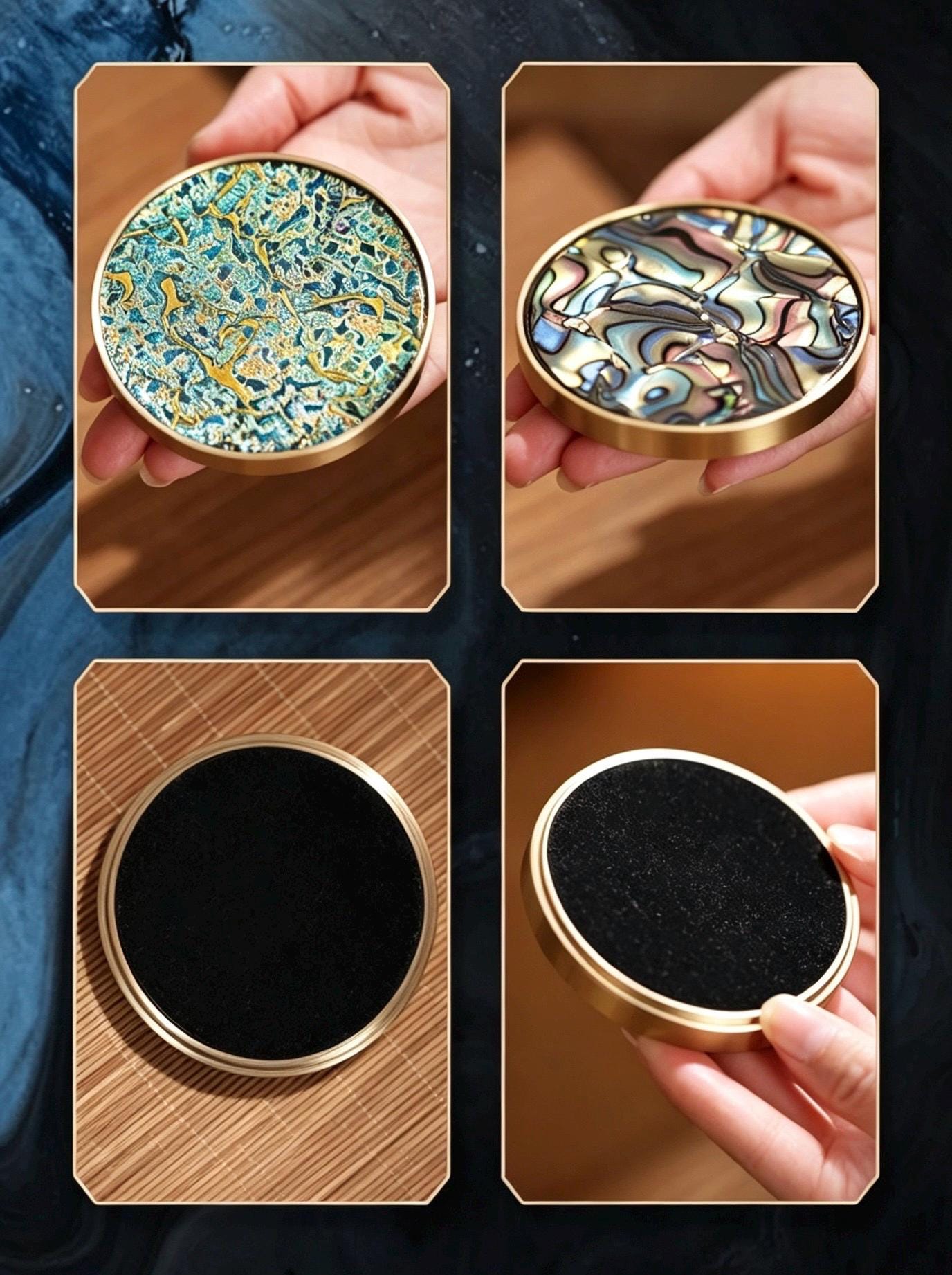Handmade Lacquerware Incense Plate with Brass Gourd Holder Set, Decorative Incense Ash Catcher, Oriental Incense Burner Gift