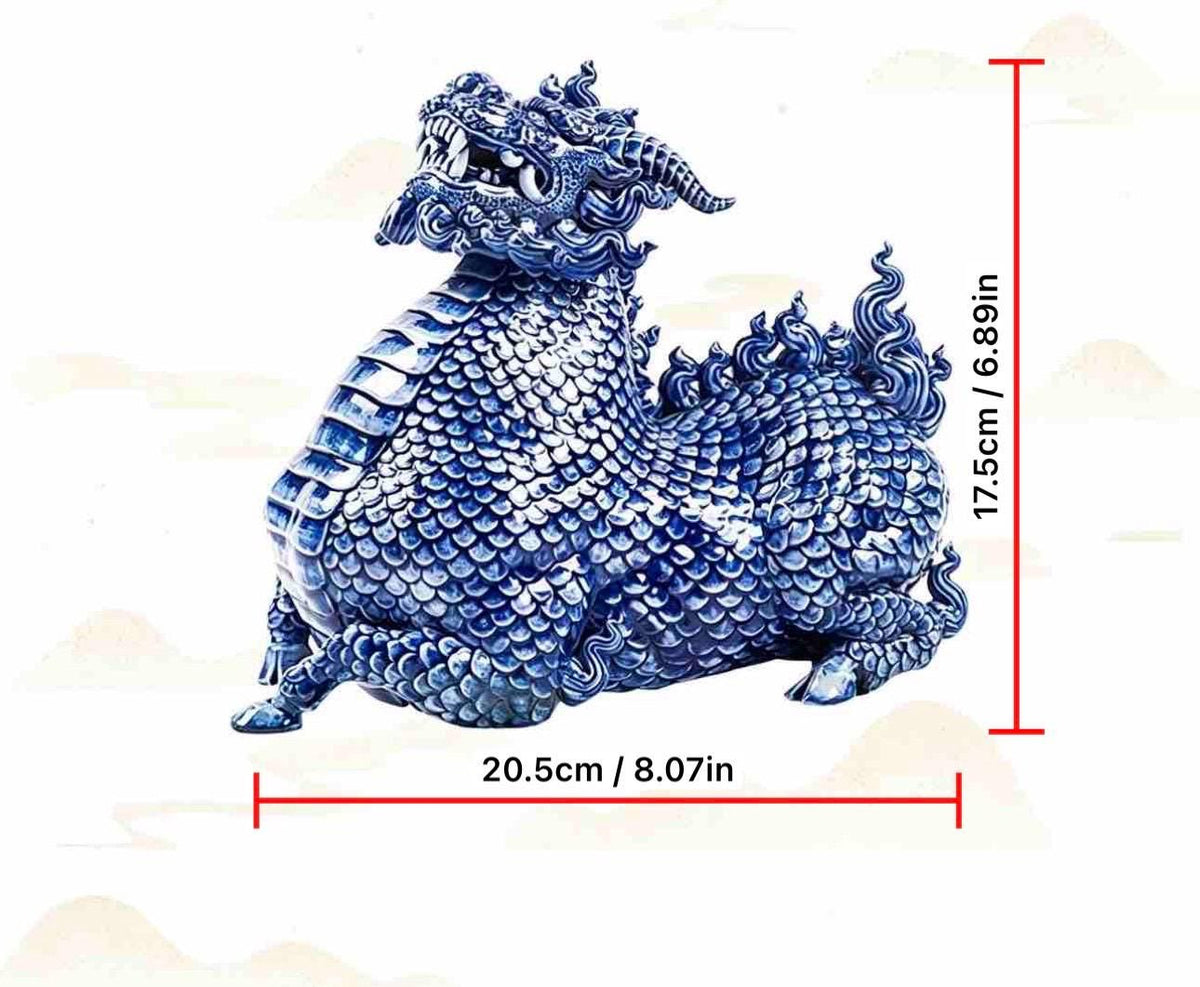 Jingdezhen Ceramic Water Qilin Tea Pet Incense Burner, Creative Mythical Beast Statue, Oriental Home Office Desk Decor Wealth Gift