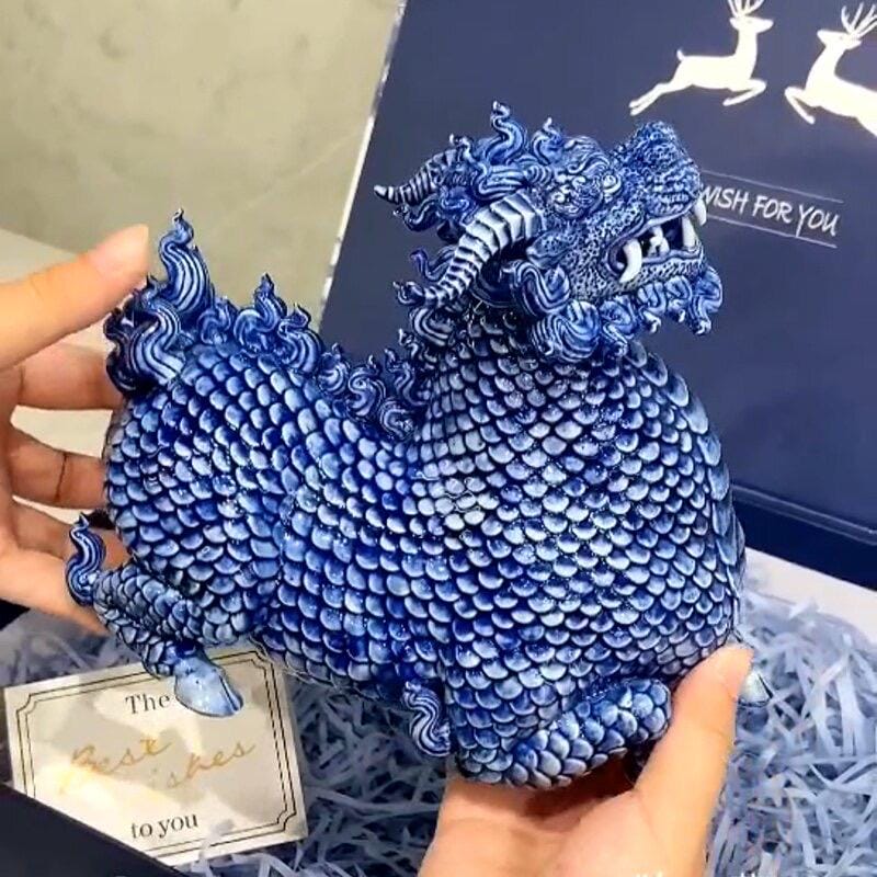 Jingdezhen Ceramic Water Qilin Tea Pet Incense Burner, Creative Mythical Beast Statue, Oriental Home Office Desk Decor Wealth Gift