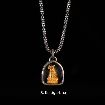 Handmade 925 Silver 24k Gold Gau Box Pendant, Vintage 8 Guardian Buddhas Amulet, Sacred Tibetan Protection Locket Jewelry Gift